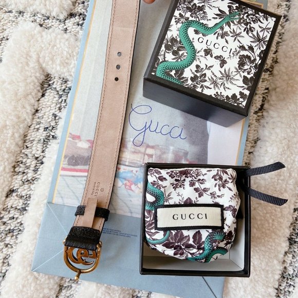 NIB Gucci Marmont Double G Black Leather Adjustable Bracelet Size L $490.00 - Picture 4 of 8